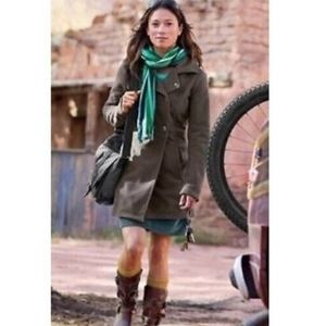 Athleta Switchback Double Breasted Snap Fleece Pea Coat Green, Large